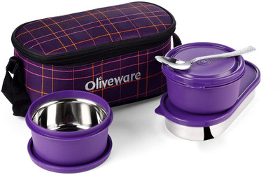 Oliveware Lunch Box | 3 Stainless Steel Containers | Insulated Fabric Bag 3 Containers Lunch Box(1450 ml, Thermoware)