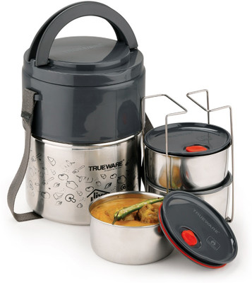 Trueware Steelex 3 Insulated Steel Lunch box with 3 Container 300 ML Each 3 Containers Lunch Box(900 ml, Thermoware)