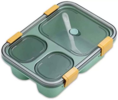 NHB BOUTIQUE Tokyo Lunch Box 3 Compartment Plastic Lunch Box With Spoon & Fork 1 Containers Lunch Box(900 ml)