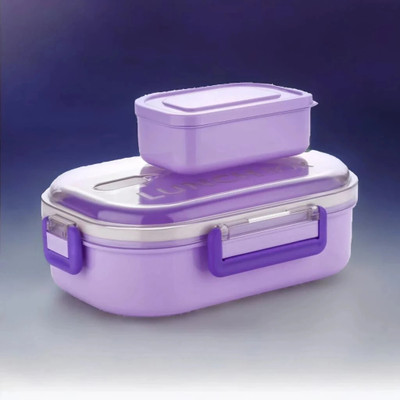 KEATON Plastic lunchbox for kids | Spoon & Fork | Nasta Box | Dabba | Tiffin box | 2 Containers Lunch Box(1000 ml)