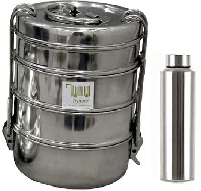 Dynore Stainless Steel 4 Tier tiffin with 500 ml of Water Bottle 4 Containers Lunch Box(2790 ml)
