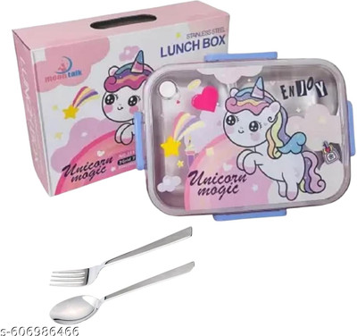 ADC ENTERPRISES Moon Talk Stainless Steel Lunch Box for Kids – Dream Space Design 3 Containers Lunch Box(500 ml, Thermoware)