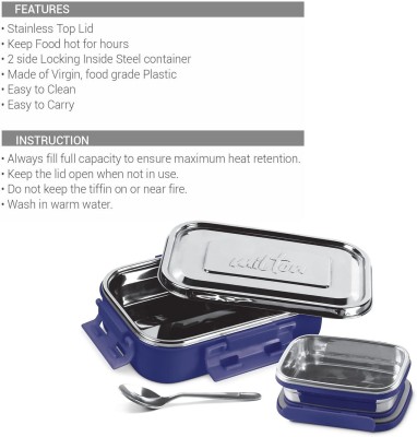 MILTON Steely Super Deluxe Insulated Inner Stainless Steel Big Tiffin Box 1 Containers Lunch Box(500 ml, Thermoware)