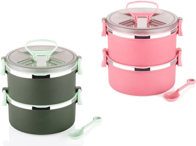 Analog Kitchenware 2 Compartment BigBite Lunch Box For School/College/Office Tiffin 4 Containers Lunch Box(600 ml)