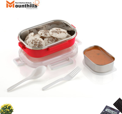 MOUNTHILLS 2 In 1 Plastic & Stainless Steel Steelo Lunch Box with 2 Containers 2 Containers Lunch Box(1280 ml)