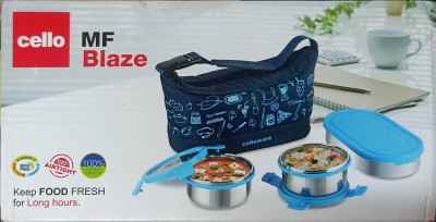 cello MF BLAZE Lunch Box with Inner Stainless Steel,office,school,collage BLUE 3 Containers Lunch Box(1200 ml)