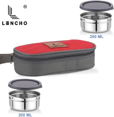 Lencho Stainless Steel Brunch 2 Red Lunch Box For School Use 2 Containers Lunch Box(500 ml, Thermoware)