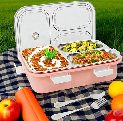 Colorbee Thermal Insulated Leakproof Stainless Steel Lunch Box with 3 Sections 3 Containers Lunch Box(750 ml, Thermoware)