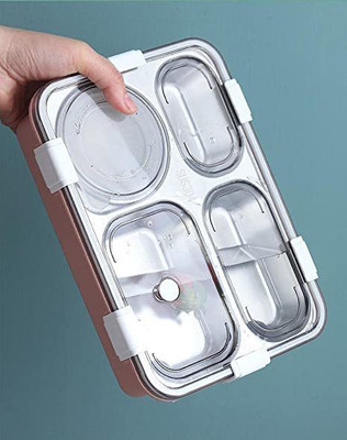 MEMIAN STAINLESS STEEL LUNCHBOX WITH 4 COMPARTMENTS IN IT 4 Containers Lunch Box(500 ml, Thermoware)
