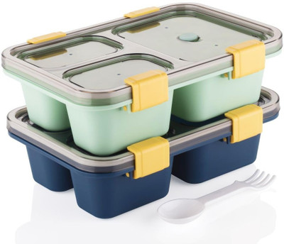 CHITRAKUT 2 Lunch Box Combo | Leakproof 3 Compartment BPA-Free Tiffin for School & Office 3 Containers Lunch Box(500 ml)