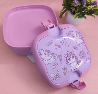 AMANVANI Lunch Box for Kids with Spoon School Tiffin Box for Girls 2 Containers Lunch Box(500 ml)
