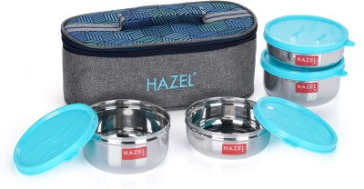 HAZEL Steel Tiffin Box with lunch bag Set of 4 Leak Proof (2 Pc - 450 ML,2 Pc -300 ML) 4 Containers Lunch Box(750 ml)