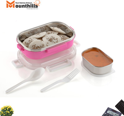 MOUNTHILLS 2 In 1 Plastic & Stainless Steel Steelo Lunch Box with 2 Containers 2 Containers Lunch Box(1280 ml)