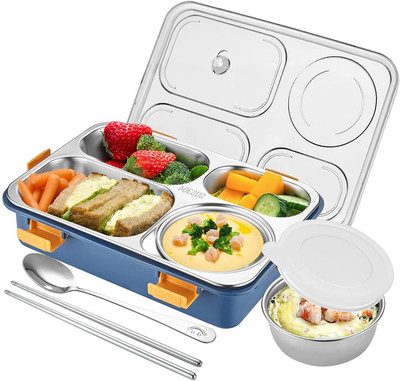 SKYBUCKET Stainless Steel 1100ml Lunch Boxes with 4 Compartment For Kid's Lunch Box 4 Containers Lunch Box(1300 ml, Thermoware)