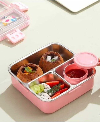 AANZIA Eco-Friendly Stainless Steel Lunch Box & Sauce Dibbie With 1 spoons 3 Containers Lunch Box(1120 ml, Thermoware)