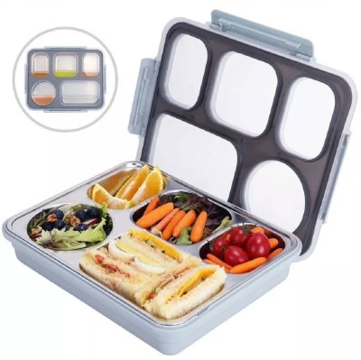 N2J2 SHOP 5 Compartment Leak Proof Stainless Steel Lunch Box Pack of 1 Multicolor 5 Containers Lunch Box(1600 ml, Thermoware)