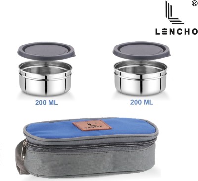 Lencho LENCHO_Blue BRUNCH 2 Stainless Steel Lunch Box 2 Containers Lunch Box(400 ml, Thermoware)