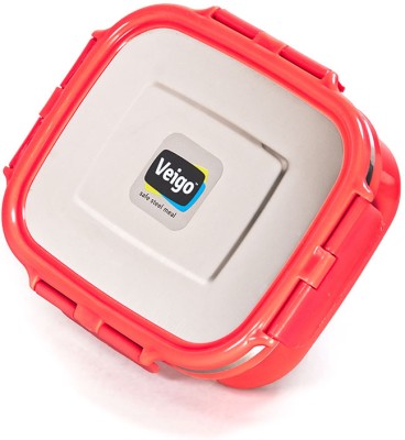 Veigo Large Microwave safe Steel Tiffin Box | Red | Leak Proof | Air Tight | 1 Containers Lunch Box(630 ml, Thermoware)