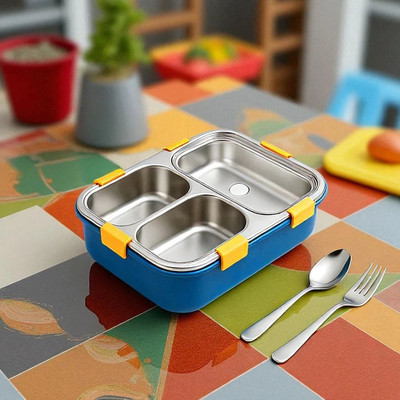 Colorbee Durable 3-Section Lunch Box, Stainless Steel, Best for School 3 Containers Lunch Box(750 ml, Thermoware)