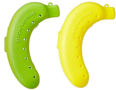 A L N ALN Kitchenware Banana Storage Container Fruit Storage, Plastic Case Pack of 2 2 Containers Lunch Box(250 ml)