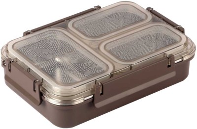 cello TRI LUNCH 3 Compartment Leak Proof Insulated Stainless Steel LUNCH BOX BROWN 1 Containers Lunch Box(630 ml)