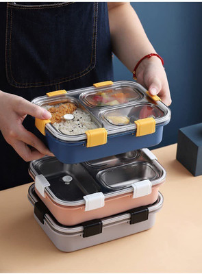 XXSSIER 3 Compartment Insulated Lunch Box Stainless Steel Tiffin Box for Boys, Girls 3 Containers Lunch Box(1000 ml, Thermoware)