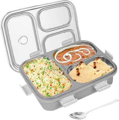 infinitystore 3 Compartment Stainless Steel Lunch Box with Steel Cutlery Inside 1 Containers Lunch Box(750 ml)