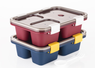 Flipkart SmartBuy Lunch Box for Kids Lunch Box Set - Plastic 3 Compartment Reusable Food Container 1 Containers Lunch Box(1000 ml)