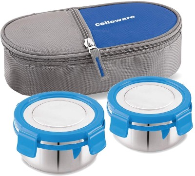 cello All Stainless Steel Lunch Box (Blue, 300ml) -2Pc 2 Containers Lunch Box(600 ml, Thermoware)