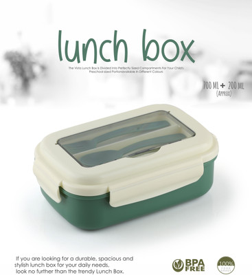 YOGXEM 3 Compartment Lunch box With Spoon And Frok Office School Collage Lunch Box 2 Containers Lunch Box(900 ml)