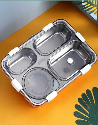 N J FASHION HUB LUNCH BOX 4 COMPARTMENT LEAK PROOF BPA FREE S.S LUNCH BOX WITH SPOON. 1 Containers Lunch Box(900 ml, Thermoware)