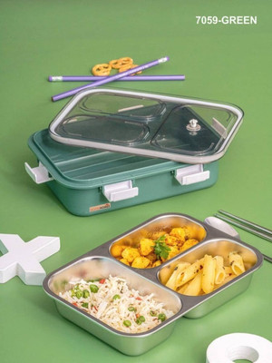 VRJK 3 Compartment Insulated Lunch Box, Stainless Steel Tiffin Box 3 Containers Lunch Box(750 ml, Thermoware)