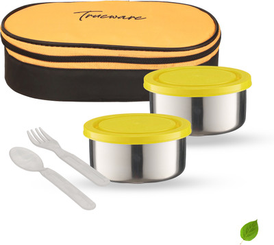 Trueware Super Lunch Pack SS Container with Insulated Bag 300 ML 2 Containers Lunch Box(600 ml)