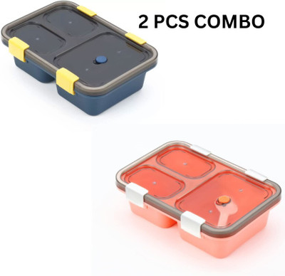RC ENTERPRISE New Tokyo Lunch Box Leak Proof 3 Compartment Lunch Box (1000 ml) 3 Containers Lunch Box(450 ml, Thermoware)