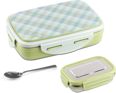 JAYPEE ECOSTEEL Senior Lunch Box New Green 4 Side Clip Lock Tiffin Box for School Kids 1 Containers Lunch Box(550 ml)