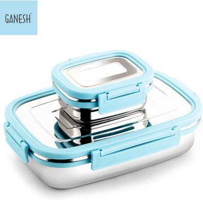 Ganesh SENIOR LUNCH BOX SET(BLUE)900ML+200ML 2 Containers Lunch Box(900 ml, Thermoware)