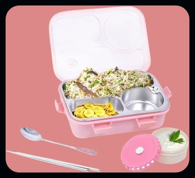 Kello Compartment -3 Sealed Leak Proof Stainless Steel For Kid's & Adult_K123 3 Containers Lunch Box(750 ml, Thermoware)