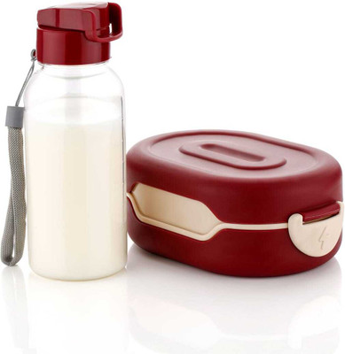 PLASTIAN 2 Compartment Lunch Box And 1 Spoon Combo With 1 Water Bottle / 1 Containers Lunch Box(1000 ml)