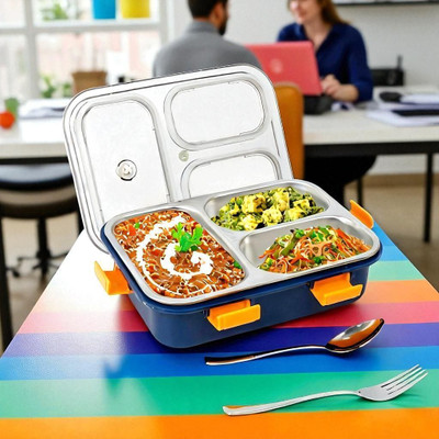 Colorbee Leakproof 750 ml 3-Compartment Steel Lunch Box for Daily Snacks & Lunch 3 Containers Lunch Box(750 ml, Thermoware)