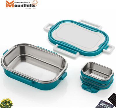 MOUNTHILLS 2 In 1 Plastic & Stainless Steel Flipto Lunch Box with 2 Containers 2 Containers Lunch Box(1280 ml)