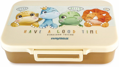 NAYASA Bento Lunchbox- Choco Dino, Brown 4 Containers Lunch Box(870 ml)