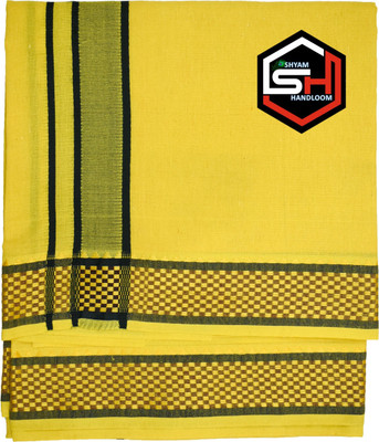 Shree shyam Handloom Solid, Striped Yellow, Black Lungi