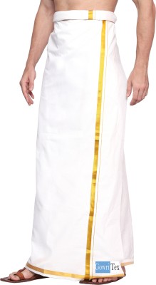 GOWRI TEX Woven White, Gold Lungi