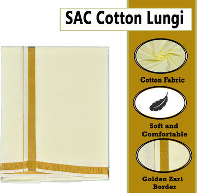 Shree shyam Handloom Solid, Striped Yellow, Gold Lungi