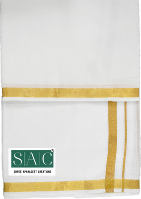 SS Handloom Solid, Striped White, Gold Lungi