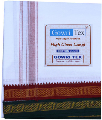 GOWRI TEX Woven White Lungi