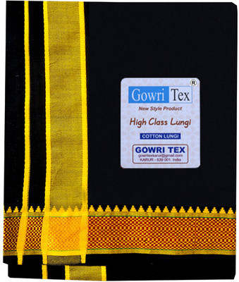 GOWRI TEX Black Gold Dhoti 1 Solid Men Dhoti