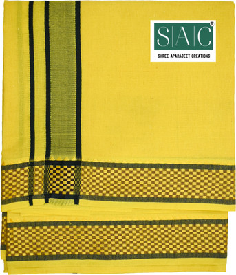 SAC SHREE APARAJEET CREATIONS Striped, Solid Yellow, Green Lungi