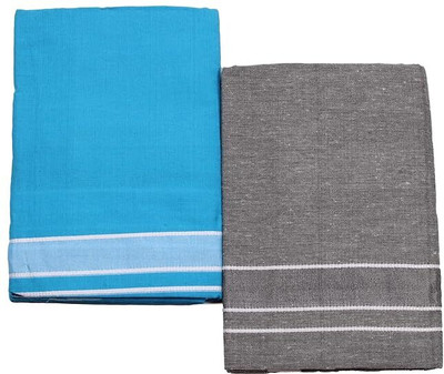 Tharunsha Elite Solid Blue, Grey Lungi