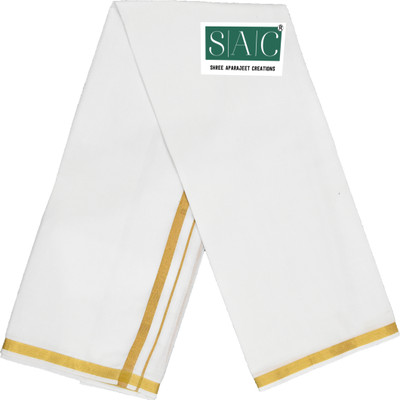 SAC SHREE APARAJEET CREATIONS FANCY GOLDEN ZARI BORDER DHOTI . Solid Men Dhoti